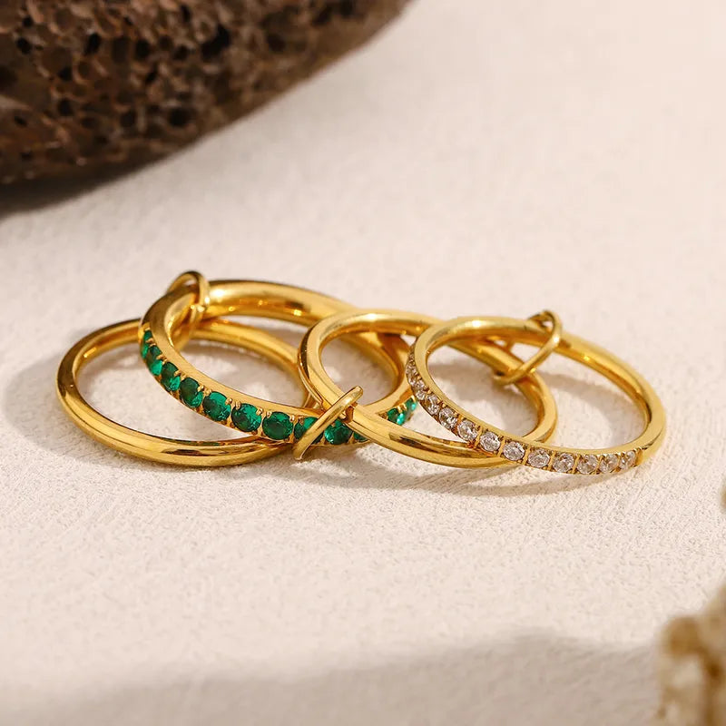 Gold Stackable Stainless Steel Interwoven Chain Rings