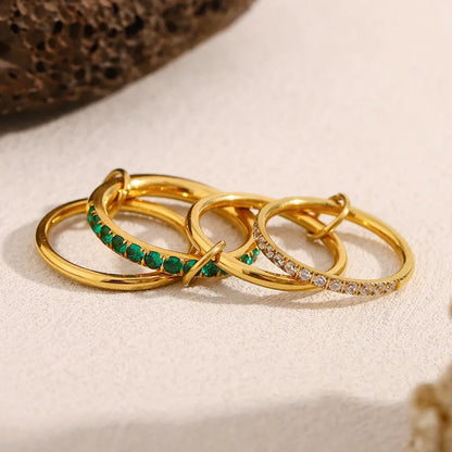 Gold Stackable Stainless Steel Interwoven Chain Rings