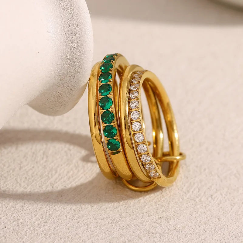 Gold Stackable Stainless Steel Interwoven Chain Rings
