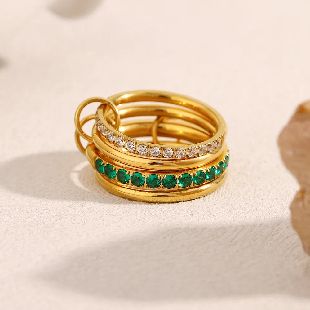 Gold Stackable Stainless Steel Interwoven Chain Rings