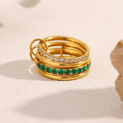 Gold Stackable Stainless Steel Interwoven Chain Rings