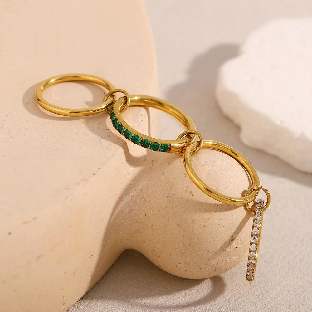 Gold Stackable Stainless Steel Interwoven Chain Rings