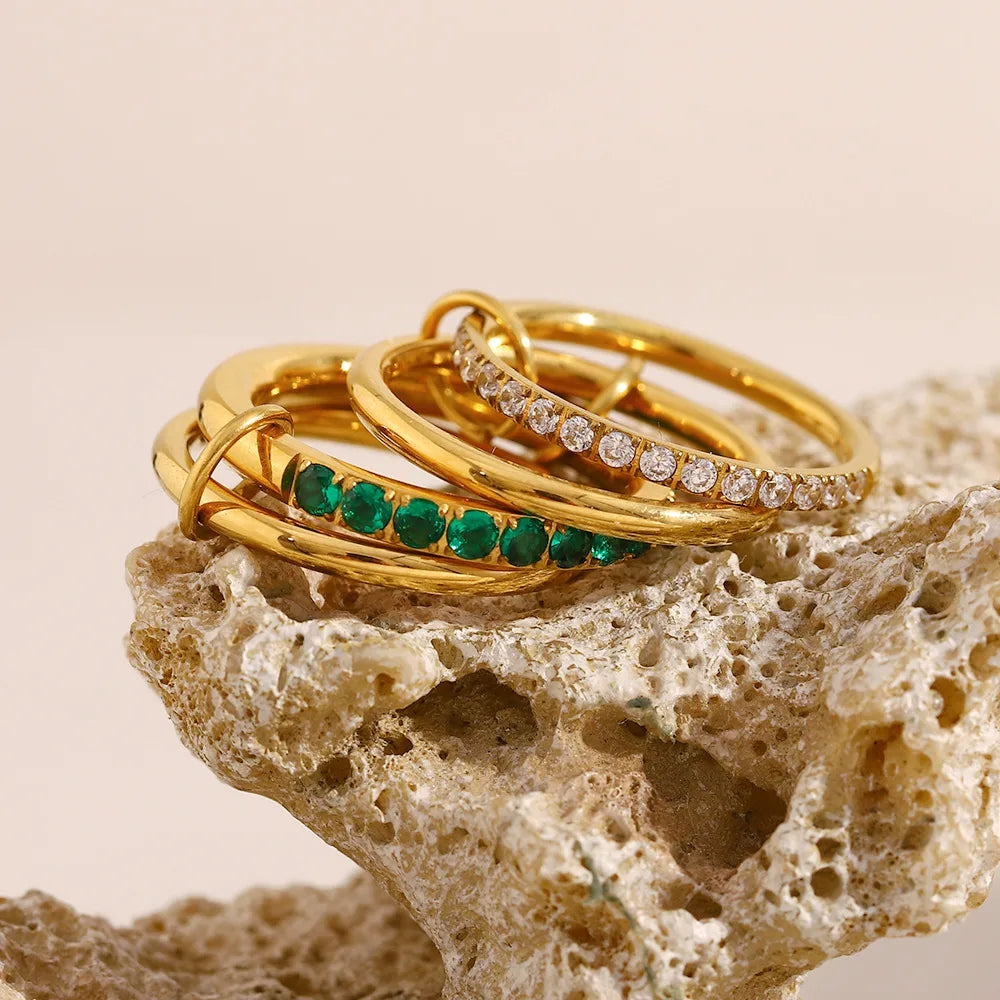 Gold Stackable Stainless Steel Interwoven Chain Rings