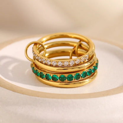 Gold Stackable Stainless Steel Interwoven Chain Rings