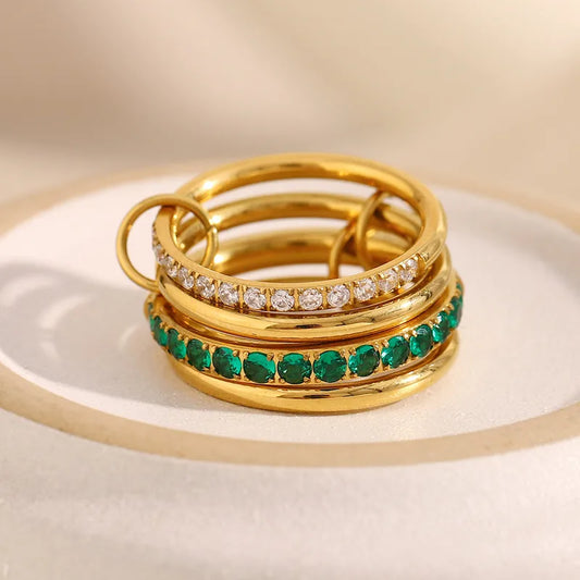 Gold Stackable Stainless Steel Interwoven Chain Rings