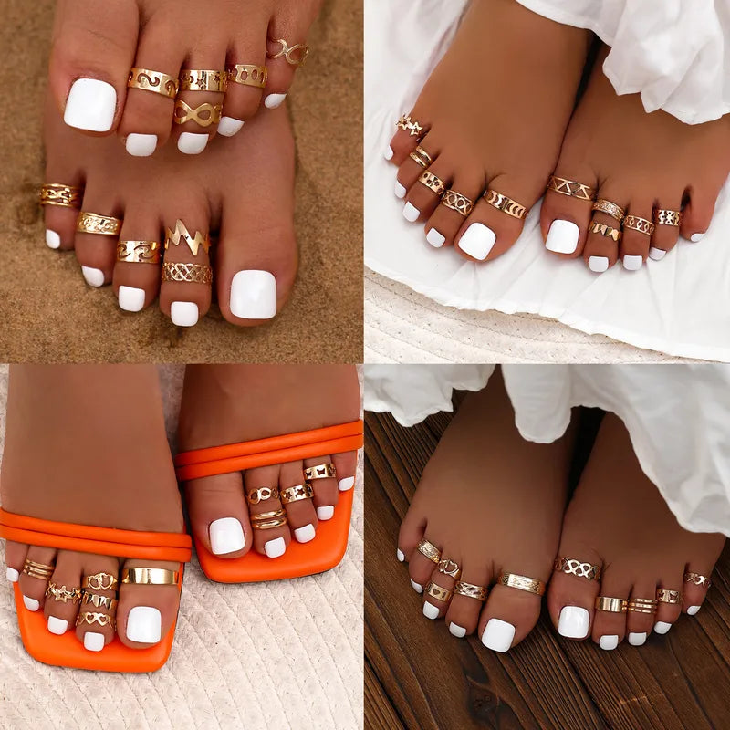 Barefoot Gleam 10pcs Set Toe Rings