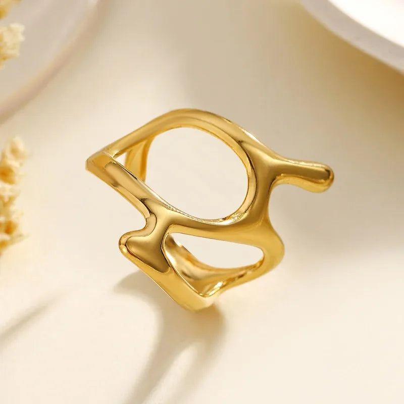 Sculptural Open Band Minimalist Abstraction Ring