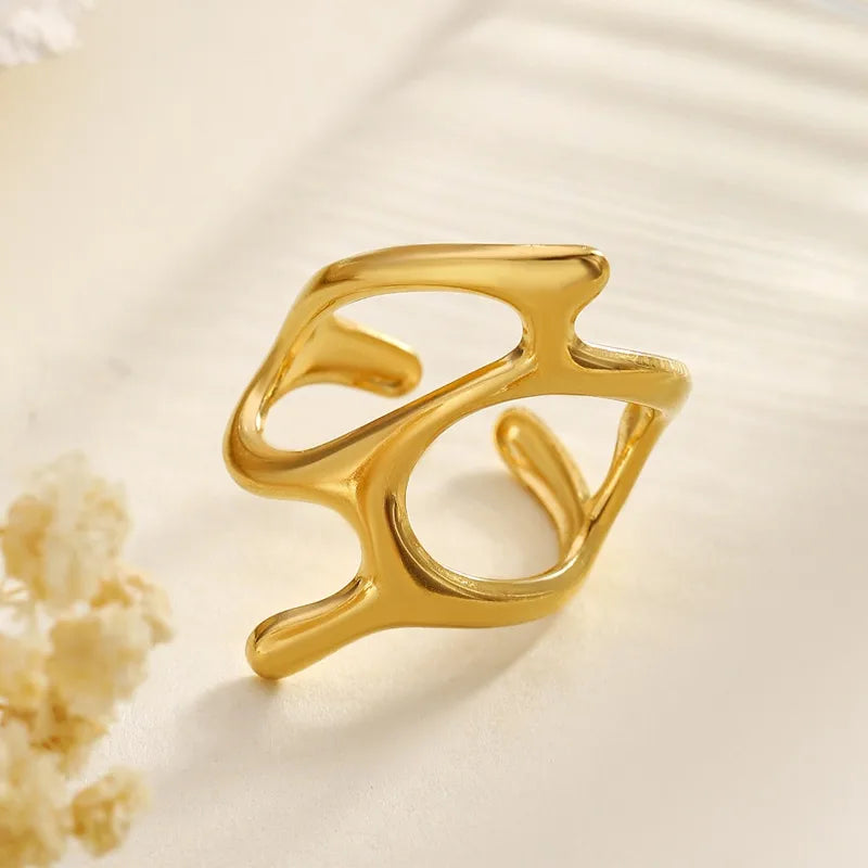 Sculptural Open Band Minimalist Abstraction Ring