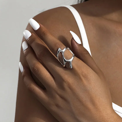Sculptural Open Band Minimalist Abstraction Ring