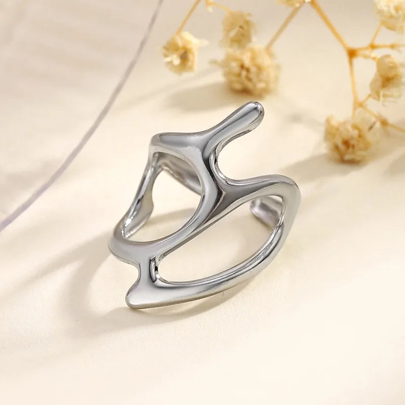 Sculptural Open Band Minimalist Abstraction Ring