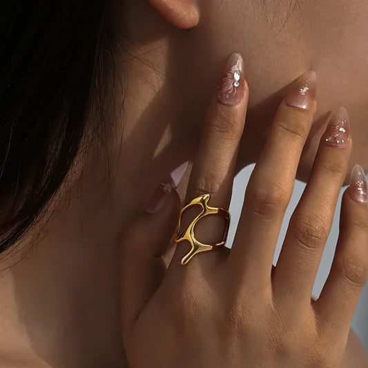 Sculptural Open Band Minimalist Abstraction Ring