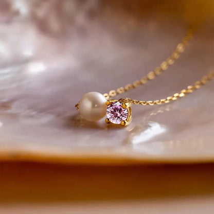 Toi et Moi Birthstone & Pearl Necklace Mariner Chain Necklace
