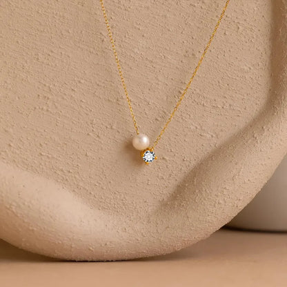 Toi et Moi Birthstone & Pearl Necklace Mariner Chain Necklace