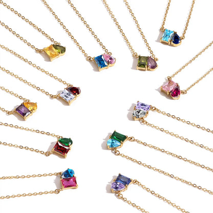Toi et Moi Duel Gemstone Birthstone Cable Chain Necklace