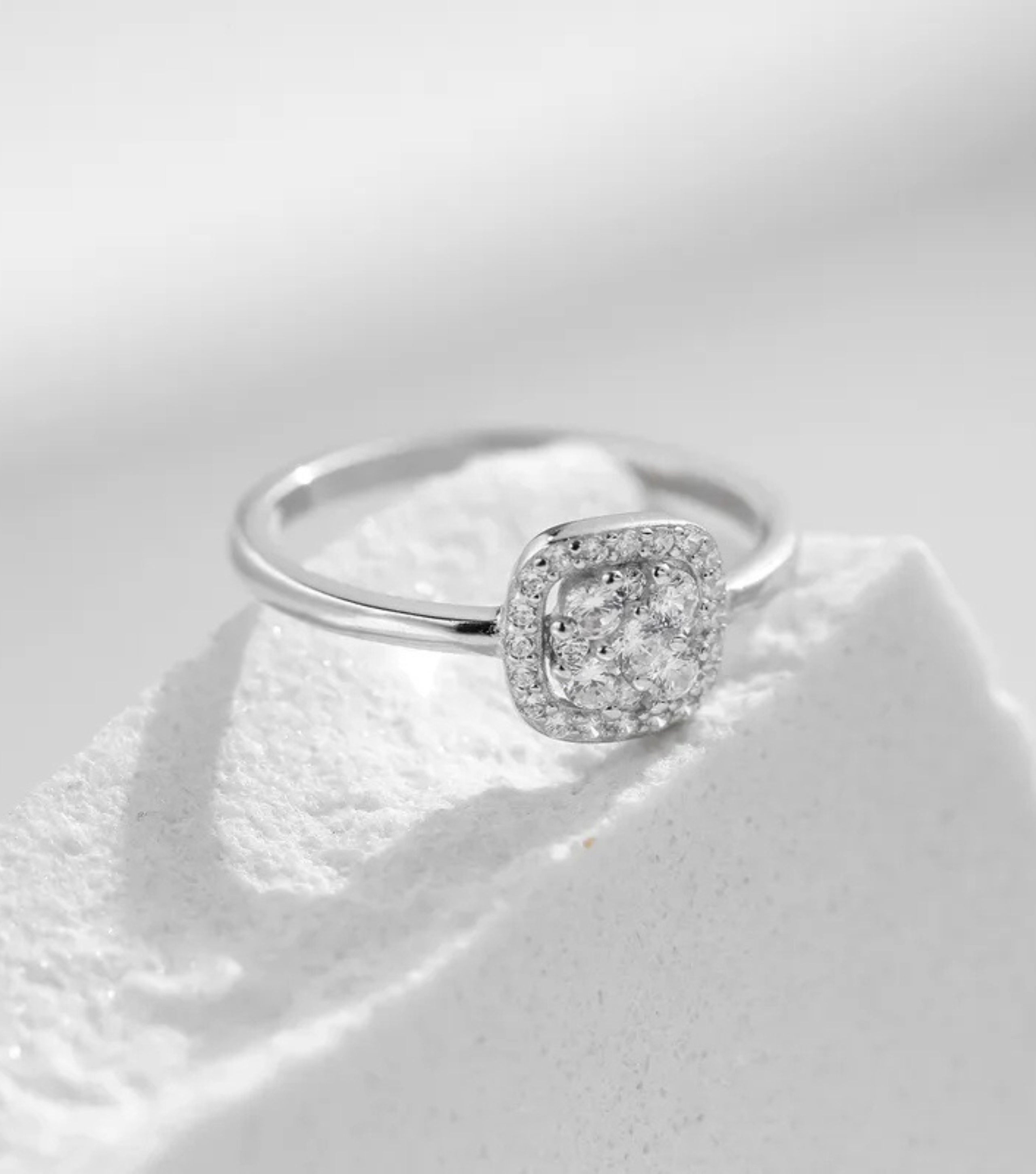Square Halo Diamond Ring