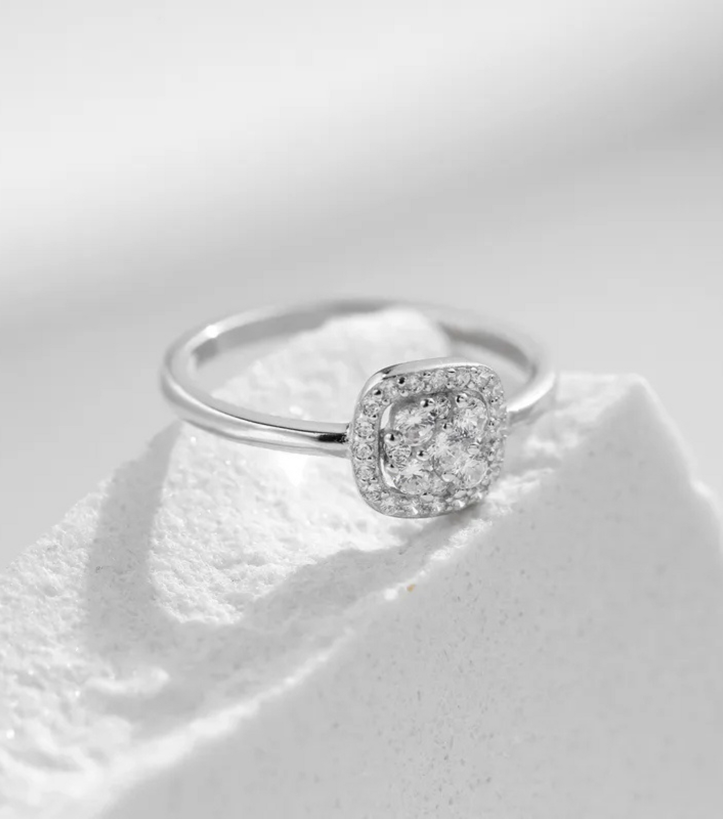 Square Halo Diamond Ring