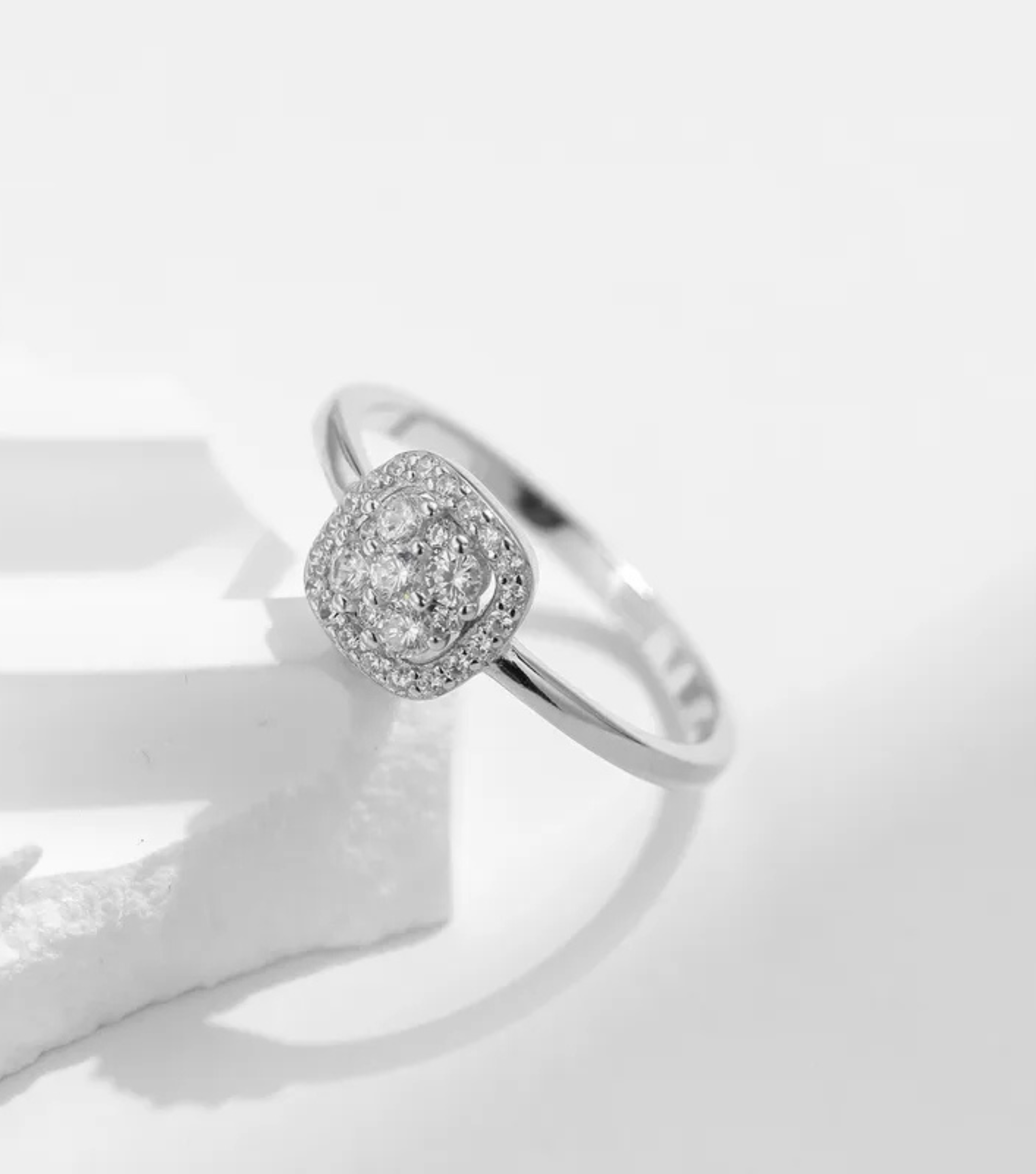 Square Halo Diamond Ring