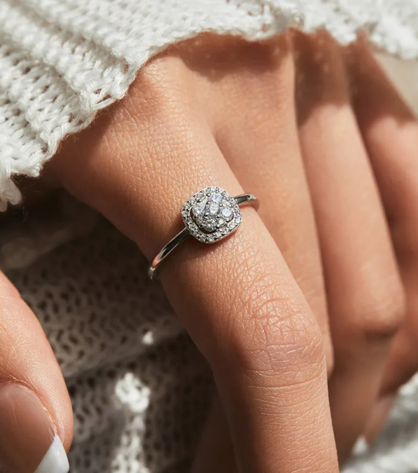 Square Halo Diamond Ring