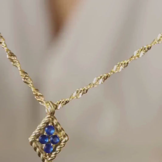 Elegant Gold 925 Sterling Silver Diamond Shape Birthstone Necklace