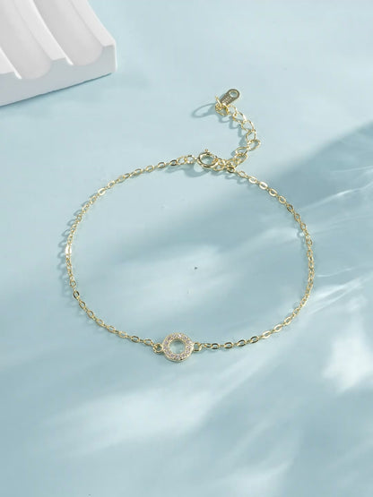 Radiating Gold Cable Chain Round Zircon Gemstone Bracelet